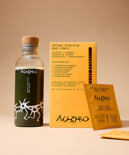 NUORO packaging et jus vert 